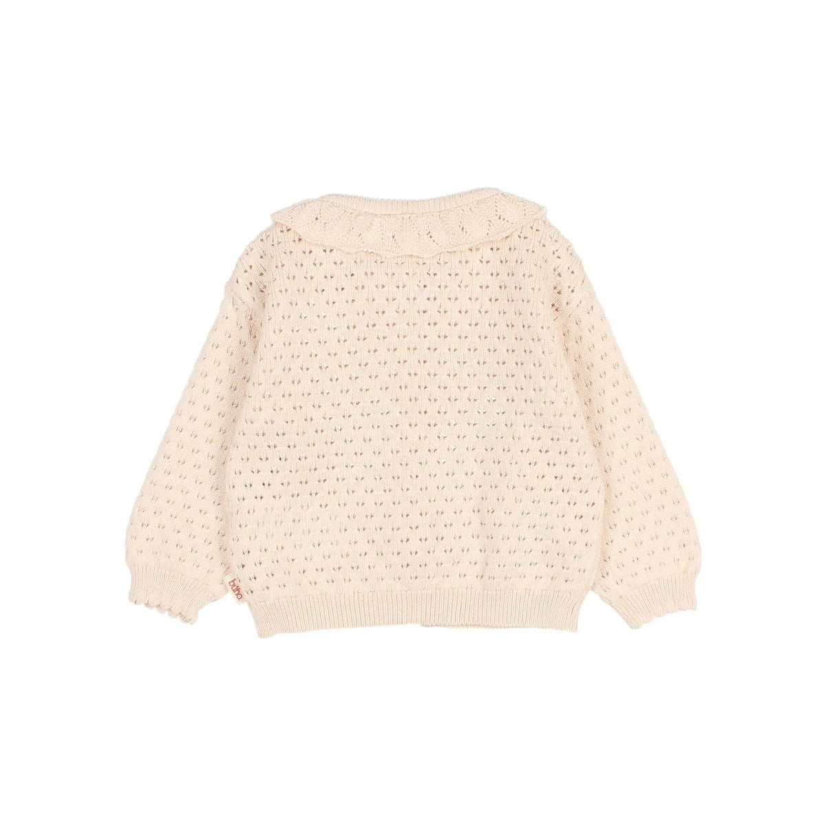 Boho Cardigan Sun oder Cream Pink: Creme Strickjacke mit Spitzenmuster