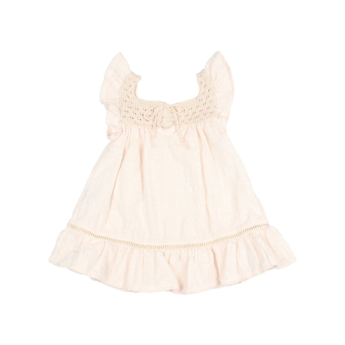 Helle rosa ärmelloses Babykleid mit Rüschensaum und gerafftem Ausschnitt