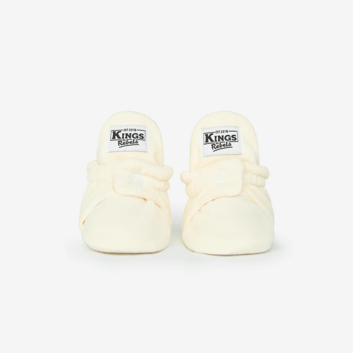 Paar cremefarbige Babybooties mit Kings-Label in Fleece Original Cream