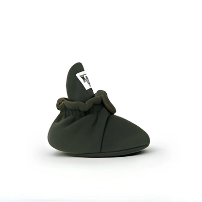 Weiche olivgrüne Babystiefel mit gerafftem elastischem Einstieg aus Fleece