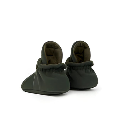 Paar olivgrüne Babyschuhe mit elastischen Knöcheloffnungen, Booties Fleece Original