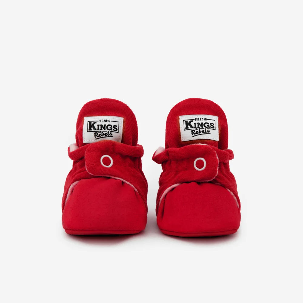 Rote Kings Rebel Slipper mit Klettverschluss und Logo für Babys 0-12 Monate