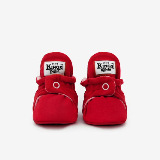 Rote Kings Rebel Slipper mit Klettverschluss und Logo für Babys 0-12 Monate