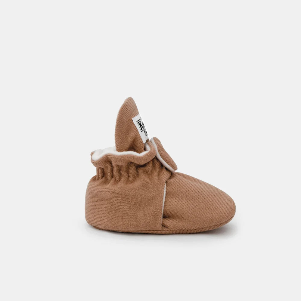Braune Babybooties mit weichem, gerafftem Knöchel aus Gamuza für 0-12 Monate