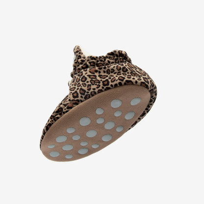 Leopard print Babyhausschuh aus weichem Leder für 12-24 Monate, Booties Gamuza Gripper