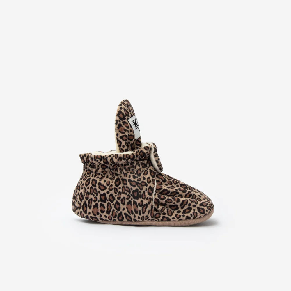 Leopard print Babybooties mit Hasenohren für 12-24 Monate, Modell Booties Gamuza Gripper