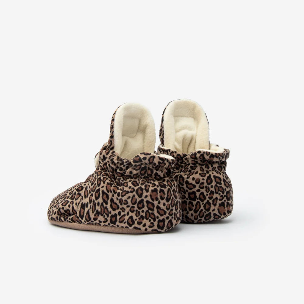 Paar bequemer Leo Leo Leopard-Print-Gummistiefel mit plüschigem Inneren für Kinder