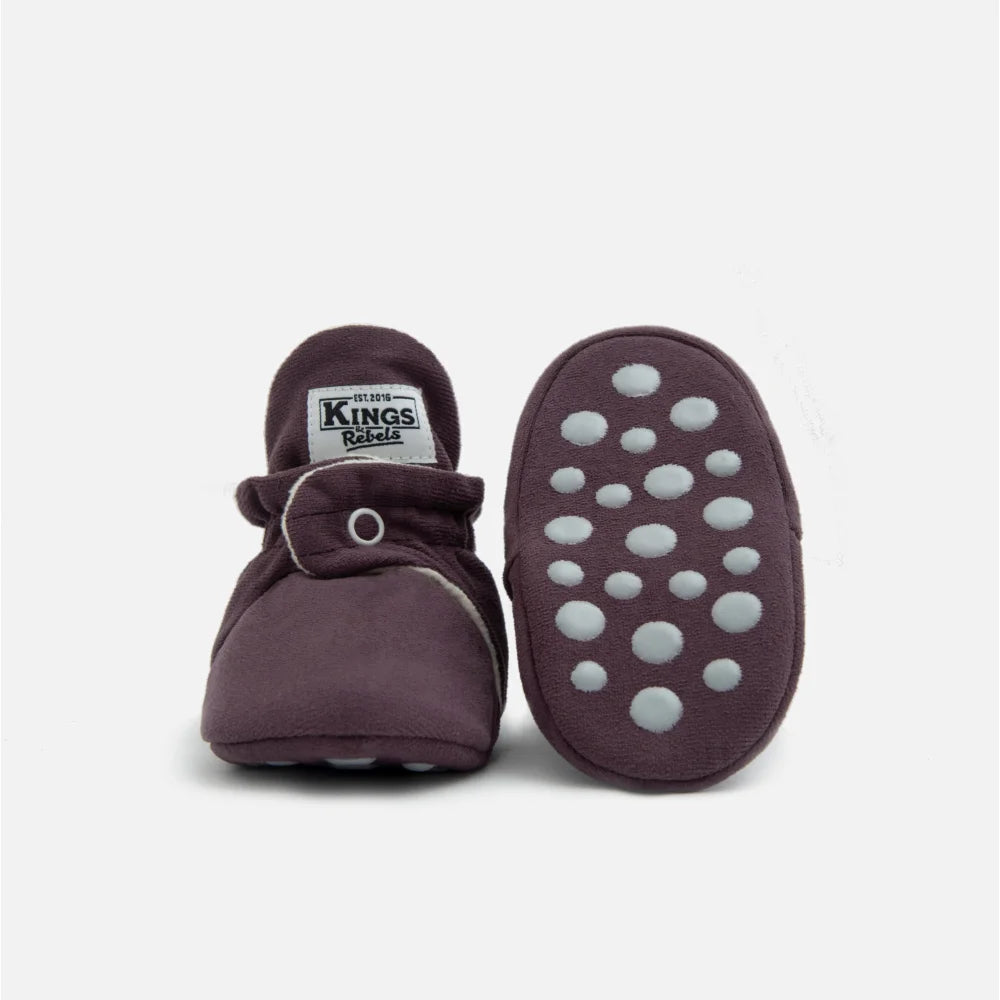 Dunkelviolette Babybooties mit rutschfesten Sohlen für 12-24 Monate