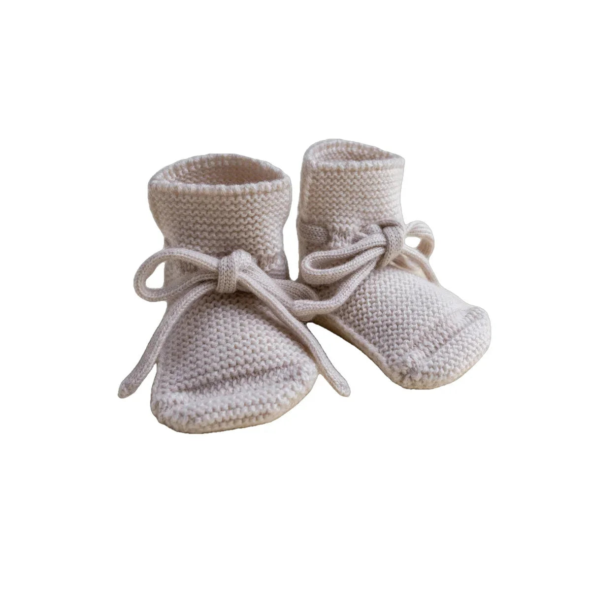 Off-white gestrickte Baby-Booties mit Schnürsenkeln für Neugeborene