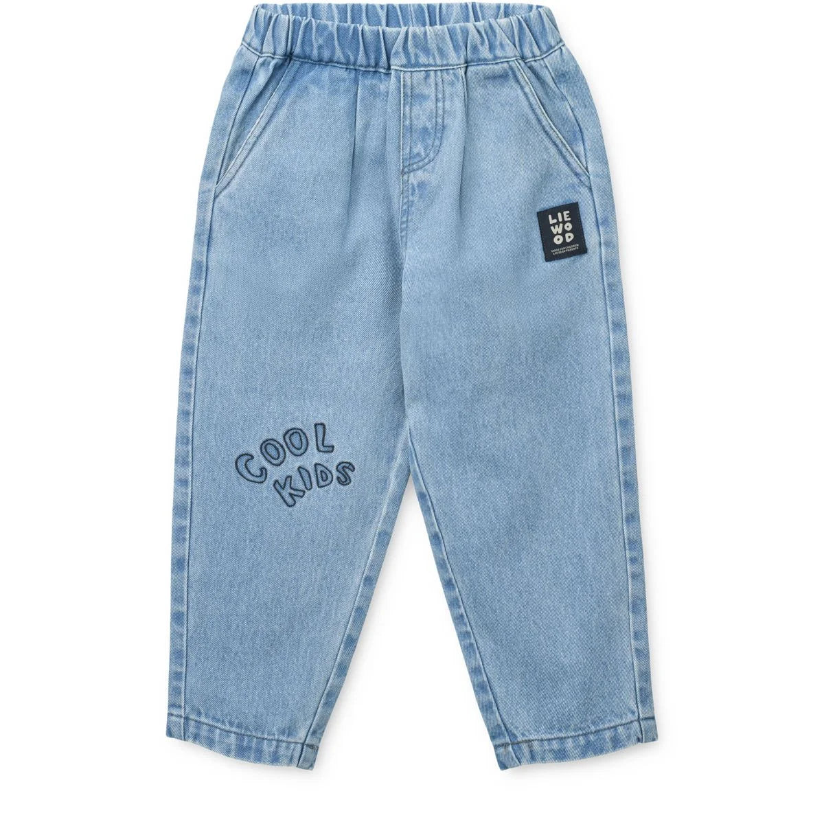 Borris Jeanshose lockere Passform in hellblau mit Cool Kids Stickerei