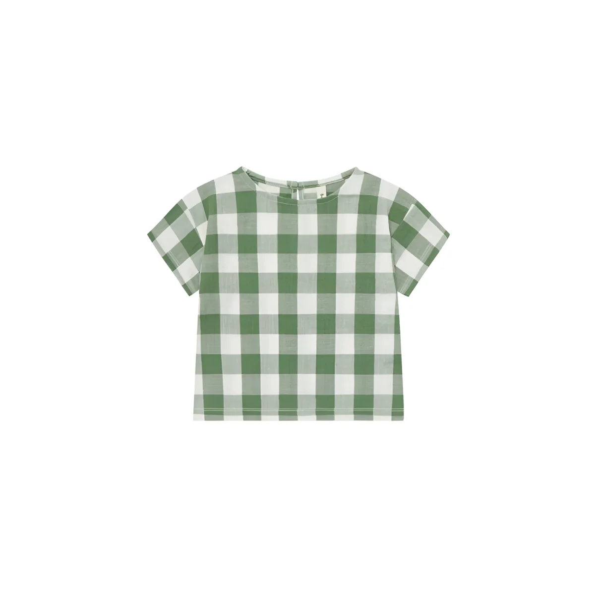 Boxy T-Shirt Dill Gingham: Vorne grün-weiß Karo kurzarm Rundhals