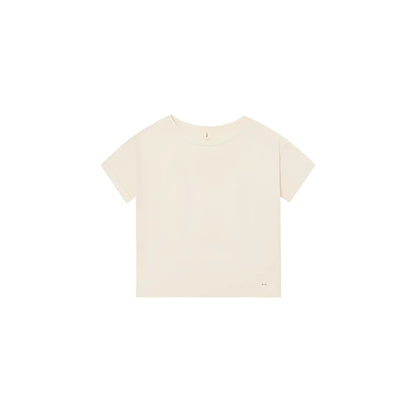 Boxy T-Shirt Mother Nature’s Child: cremegelbes Minimaldesign, Vorderseite