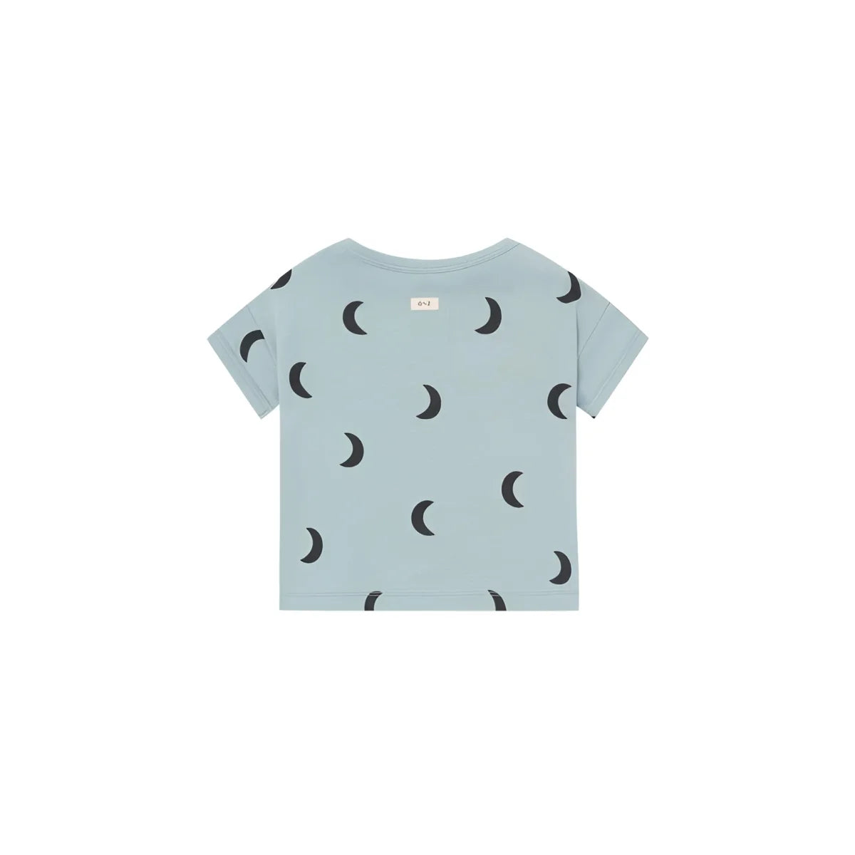 Hellblaues Boxy T-Shirt River Midnight mit schwarzen Monden vorne