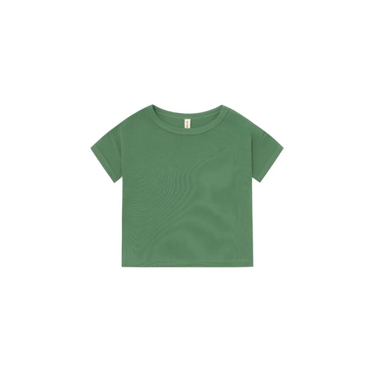 Boxy t-shirt in seagrass mit weichem olivgrünem geripptem baumwoll-stoff und lockerem kurzarm-design