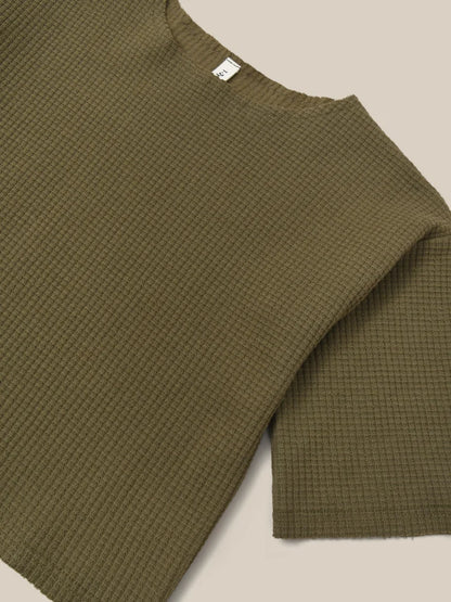 organic zoo Boxy Waffle Sweatshirt | Olive - Pullover