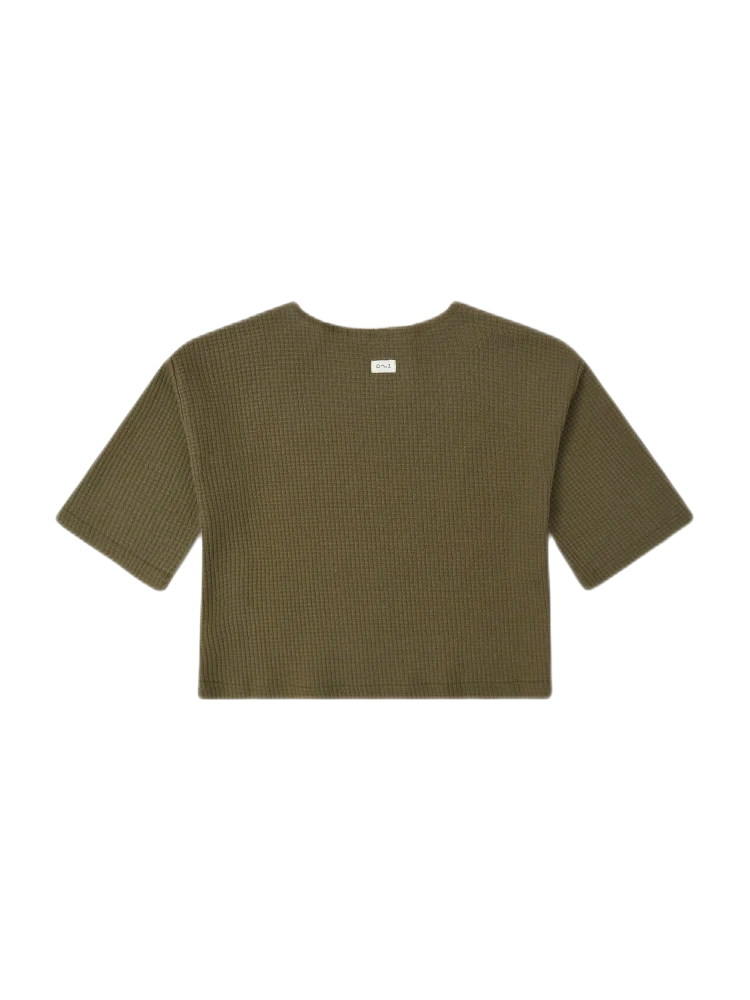 organic zoo Boxy Waffle Sweatshirt | Olive - Pullover