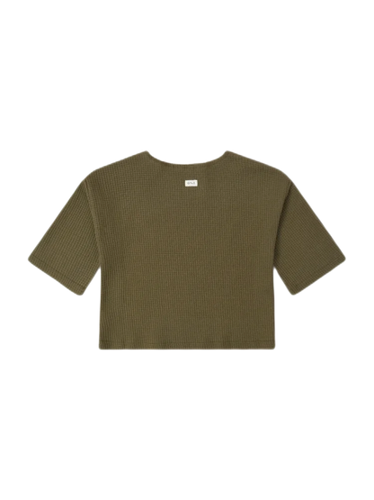 organic zoo Boxy Waffle Sweatshirt | Olive - Pullover