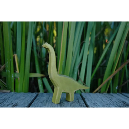 Hellgrüner Brachiosaurus Holz-Figurine mit langem Hals