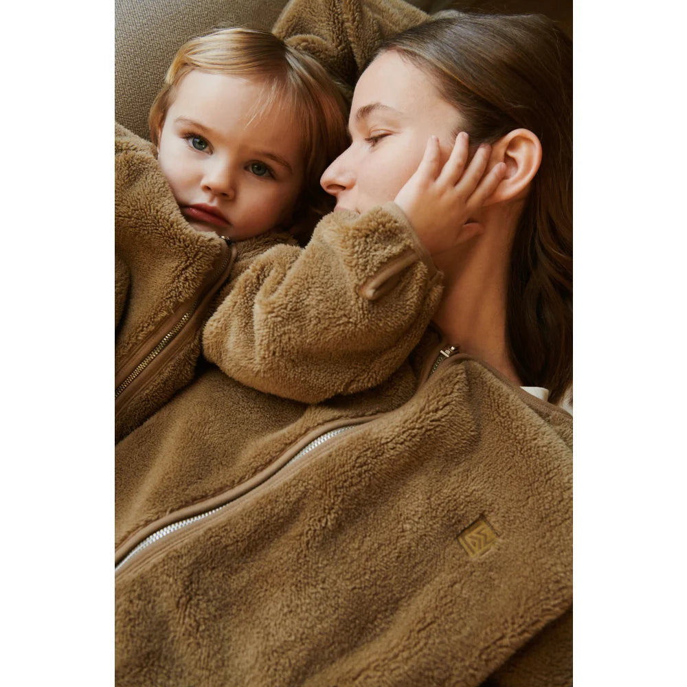 Teddy bear blanket mit Reißverschluss, braun, weich und plüschig für Calina Adult Pile Jacket Oat
