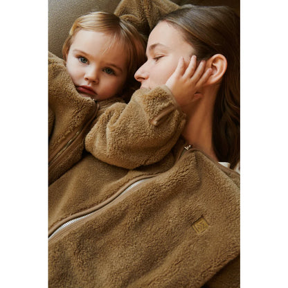 Teddy bear blanket mit Reißverschluss, braun, weich und plüschig für Calina Adult Pile Jacket Oat