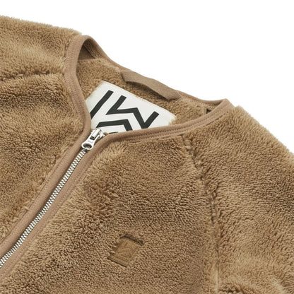 Tan Fleece-Zip-Jacke Calina Pile Jacket Oat mit Silber-Reißverschluss