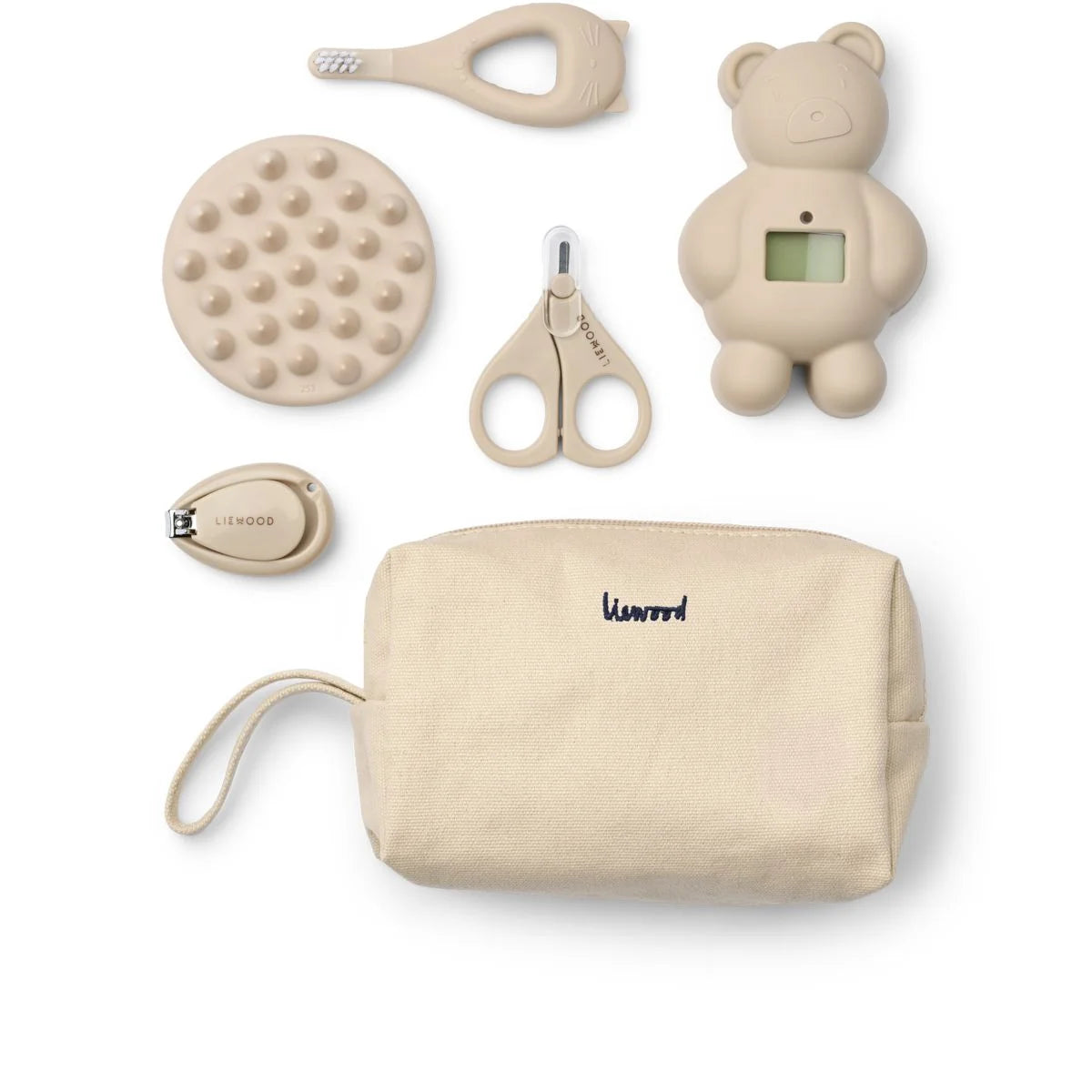 Beige Leinen-Reisebeutel Liewood Keith mit Stickerei, Pfirsich-Muschel Design