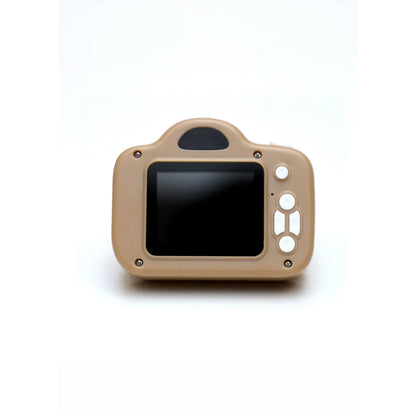 Beige Digitalkamera mit schwarzem Display und weißen Bedientasten von Peanut Little Daisys