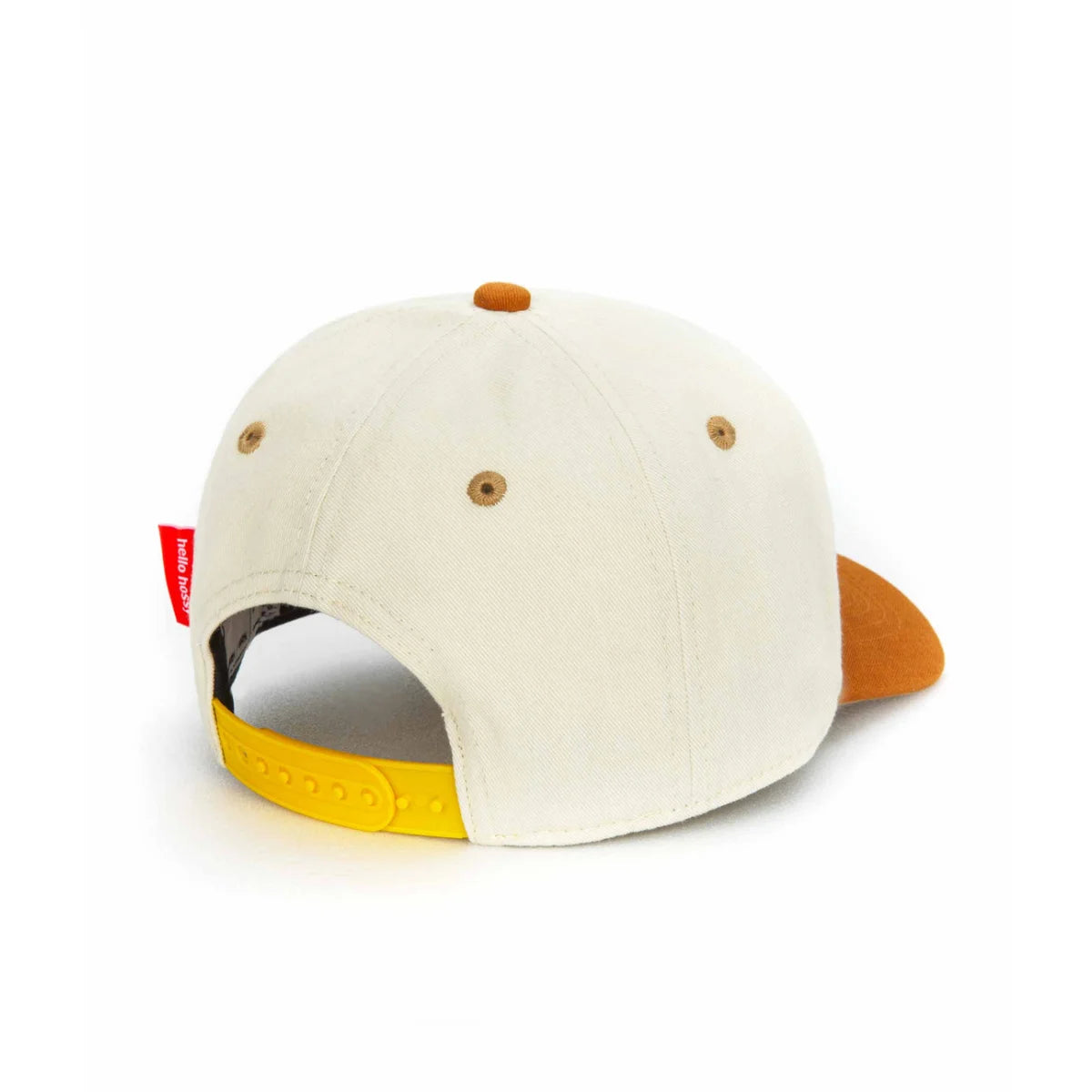 Cremefarbene baseballkappe cap mini beige mit senfgelbem schirm und verstellbarem riemen mit braunen knöpfen
