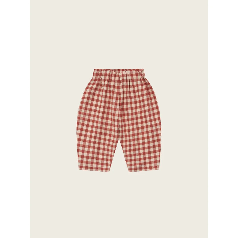 Rote und weiße karierte Gummibund-Hose aus Carrot Pants Paprika Gingham