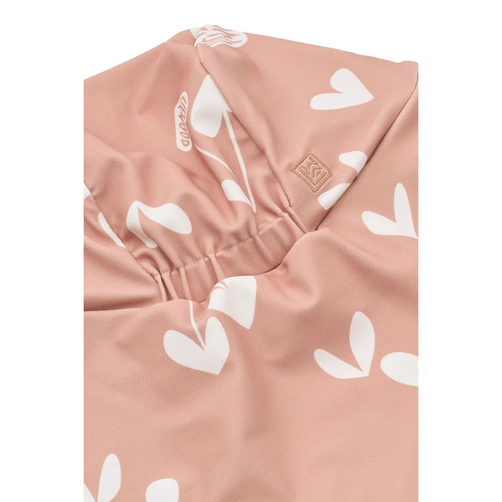 Liewood Amelia Anglaise Sonnenhut aus GOTS-zertifizierter Bio-Baumwolle in Helltoskana mit weißem Herzmuster