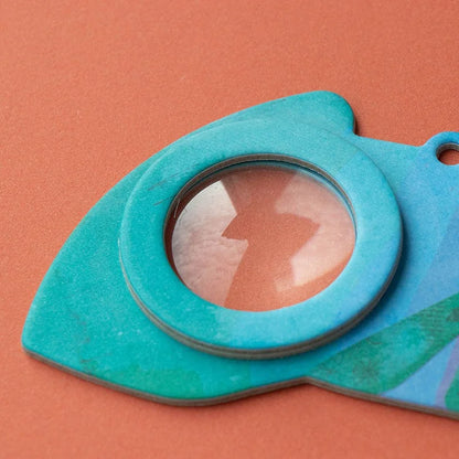 Türkisfarbene Keramik-Keychain Chameleon Big Eye als Kamera mit Linseneinlage