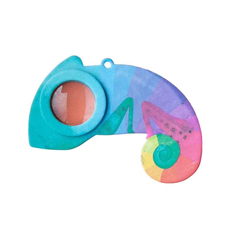 Bunte Regenbogen-Chamäleon-Lupe Chameleon Big Eye mit türkisem Körper