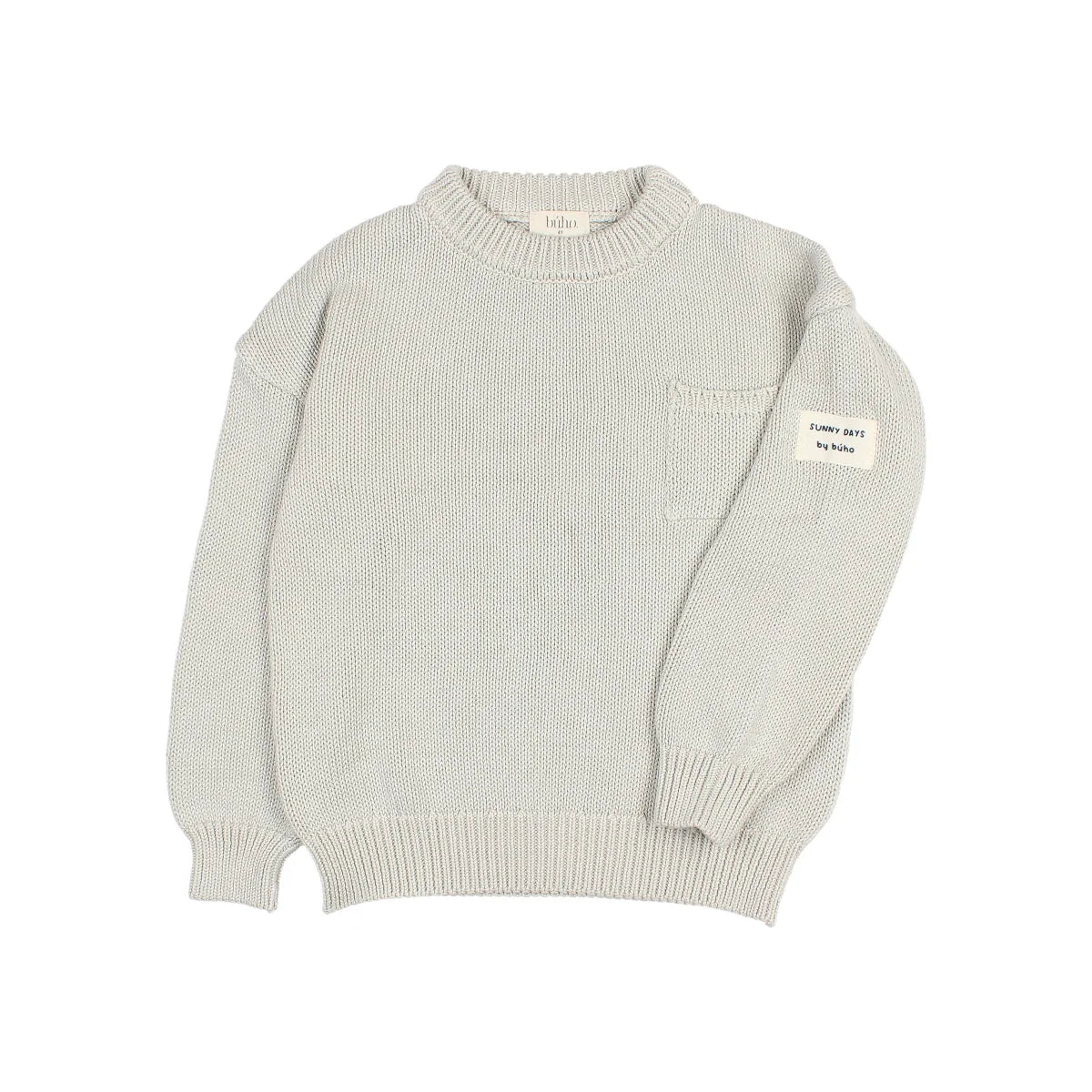 Helles graues Strickpullover aus Baumwolle im Produkt Cotton Knit Jumper | Sky Gra