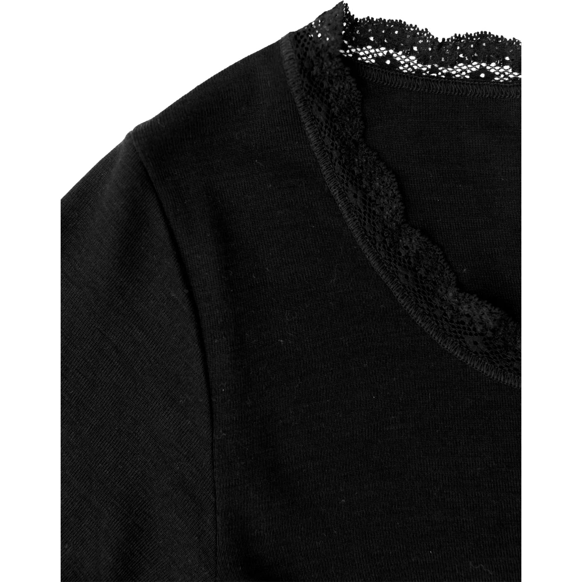 Engel Damen-Shirt langarm mit Spitze in Schwarz