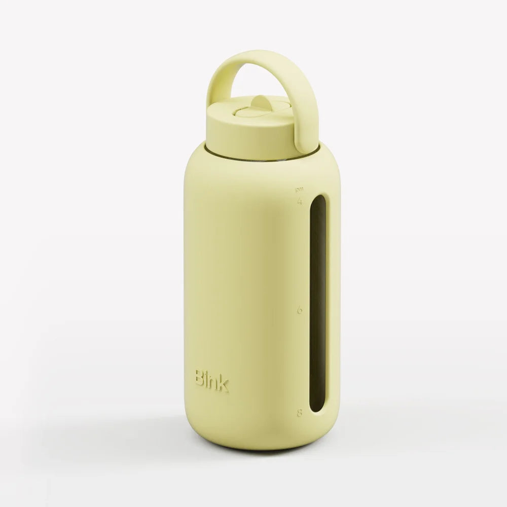 Pale gelber Day Bottle 800ml mit Griff und transparentem Sichtstreifen