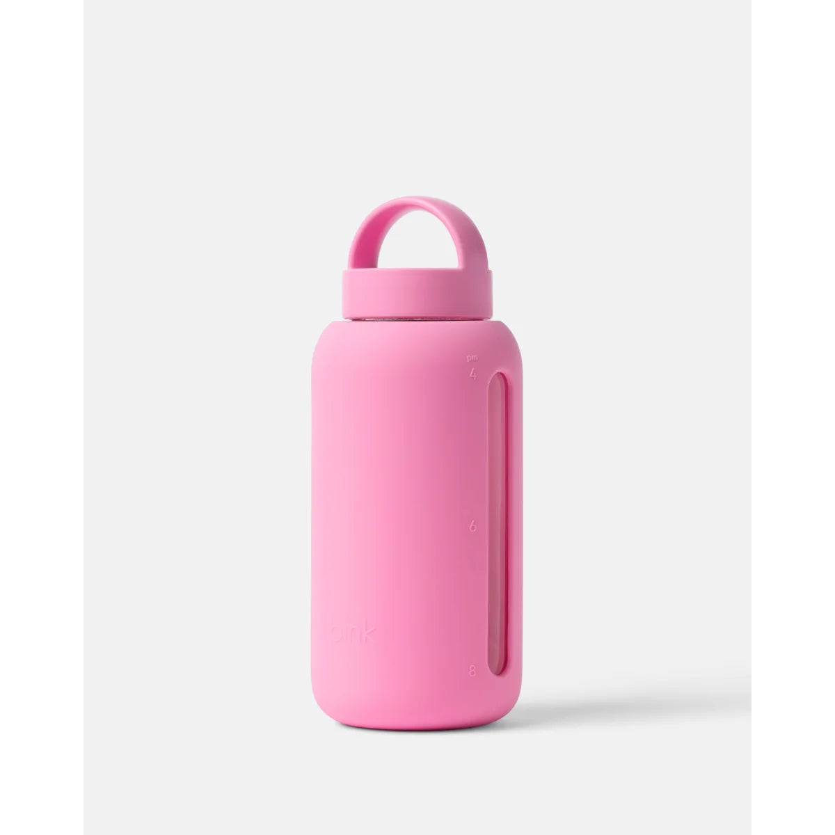 Bink Day Bottle Classic in Bubblegum (pink), Glas-Trinkflasche mit Trinkmarkierungen – Ansicht 2