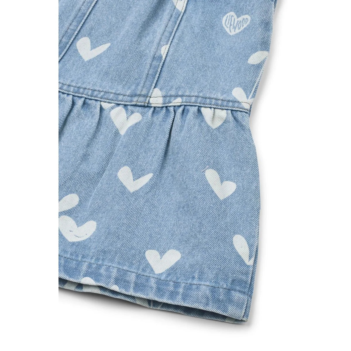 Helles blauer Denimrock Dayla Sweethearts lockere Passform Herzprint