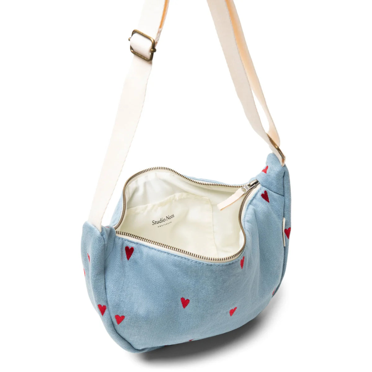 Blauherziges Schultertasche im Denim Adult Fanny Pack Hearts Design