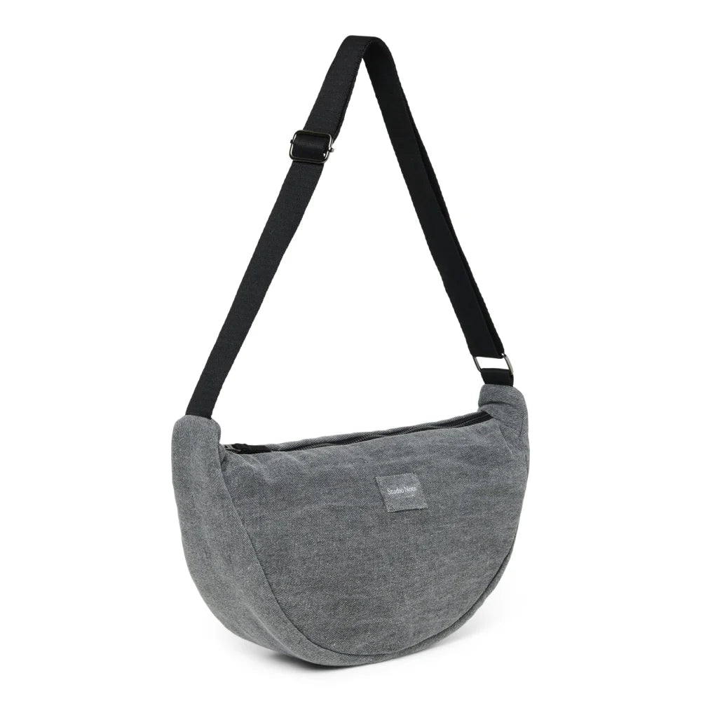 Graueneckige Schultertasche mit verstellbarem schwarzen Riemen, Denim Erwachsenen Gürteltasche