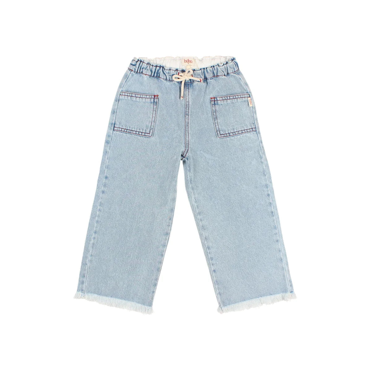 Twill Mädchenhose hellwasch jeansbeine mit weitem Schnitt und Fransen