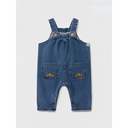 Snug Denim-Latzhose mit Stickerei in Indigo – Ansicht 1