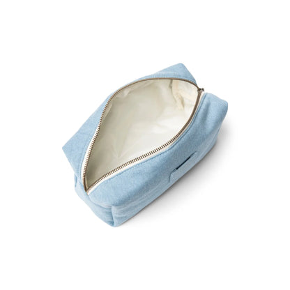 Offene hellblaue Kosmetiktasche aus der Kollektion Denim Necessaire