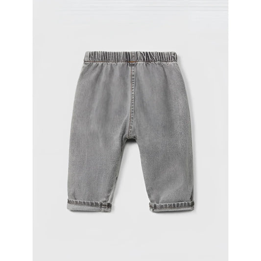 Snug Denim-Schlupfhose mit Stickerei in Grau – Ansicht 2