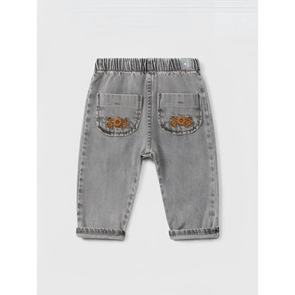 Snug Denim-Schlupfhose mit Stickerei in Grau – Ansicht 1