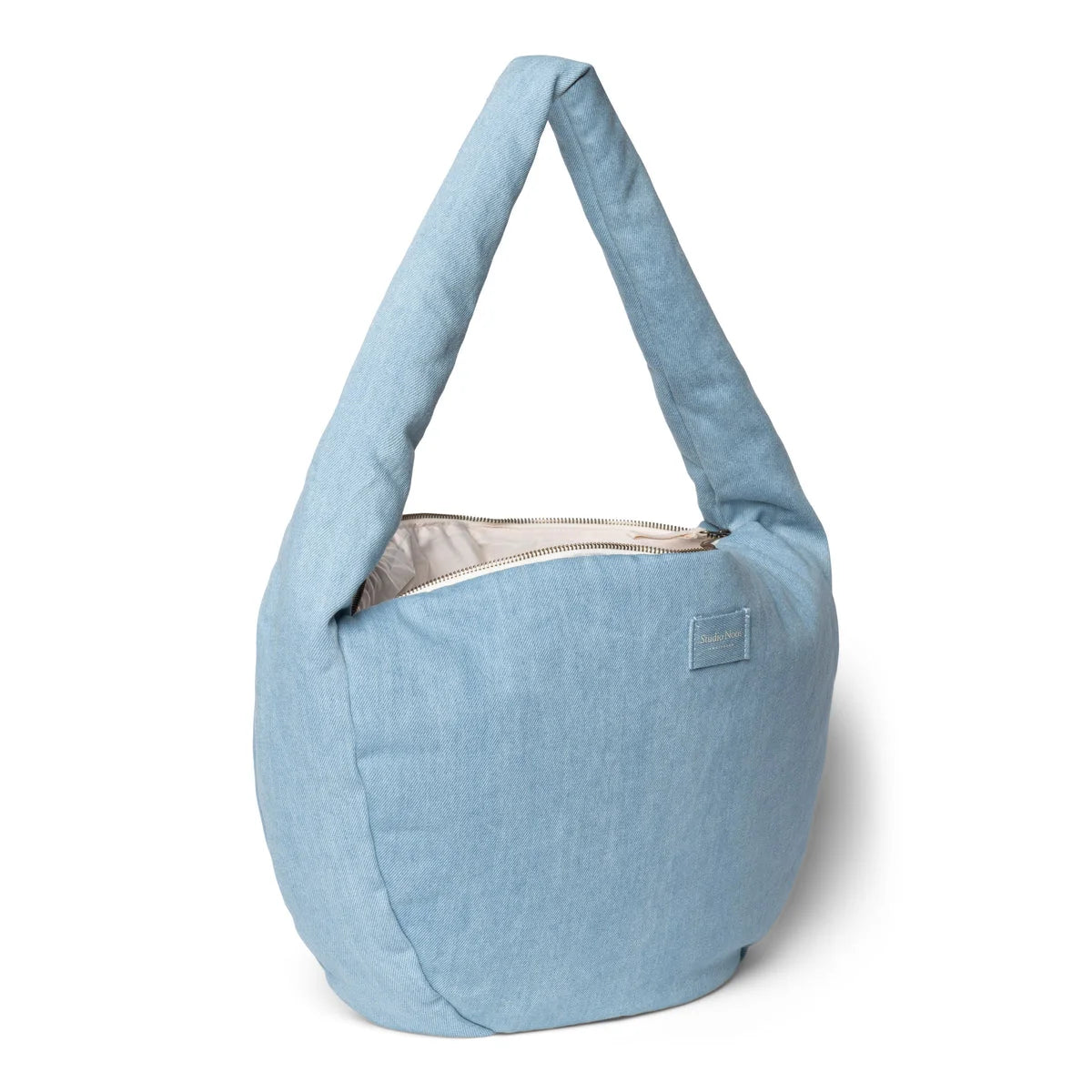 Hellblau gepolsterte Schultertasche im Denim Solid Cross Body Bag Design