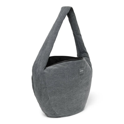 Dunkelgraue Corduroy-Umhängetasche mit Einzelgurt und Reißverschlussverschluss