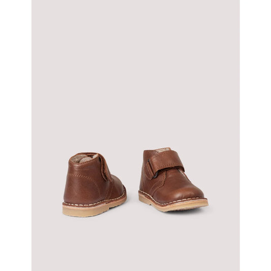 Braune Leder Kinderstiefel mit Klettverschluss, Desert Winter Boot Velcro Hazelnut