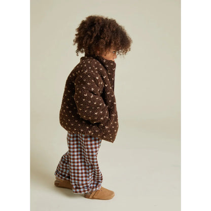 Brauner Teddy-Bären-Stil-Jacke mit weißen Herz-Mustern, Drew Spot Borg Jacket Chocolate