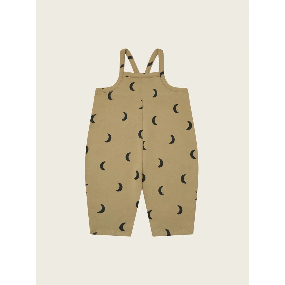 Khaki Baby-Overall mit schwarzem Halbmond-Print für den Dungarees Latzhose Dusky Midnight