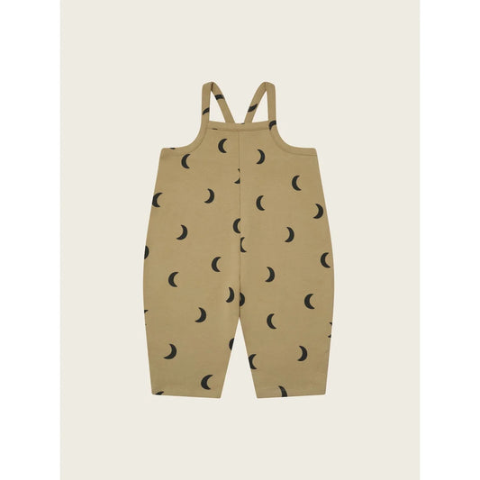 Khaki Baby-Overall mit schwarzem Halbmond-Print für den Dungarees Latzhose Dusky Midnight